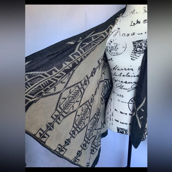 Wet Seal Tribal Aztec Blue & Tan Open Front Cardigan large - Picture 6 of 16